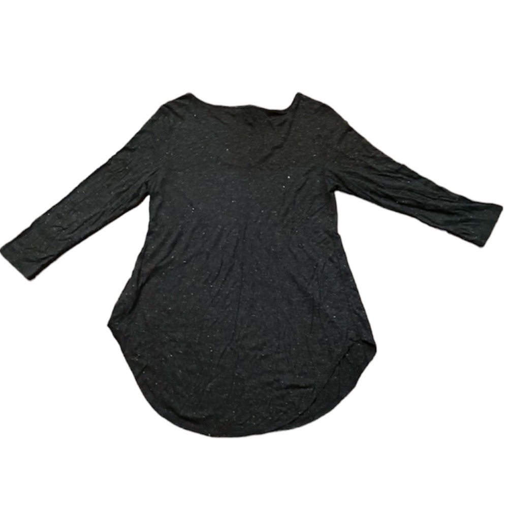 Old Navy charcoal gray maternity scoop neck long sleeved top with silver threads